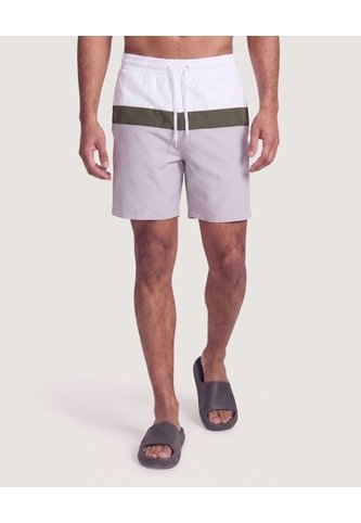 Pantaloneta De Baño Estampada  Para Hombre Blanco Ostu Ostu