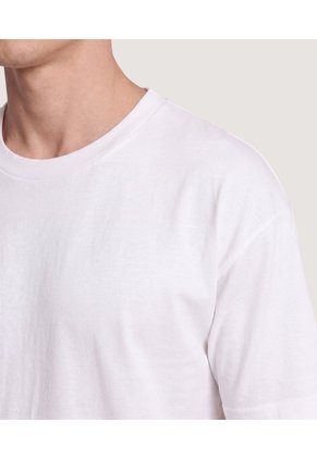 Camiseta Estampado Posterior  Para Hombre Crema Ostu