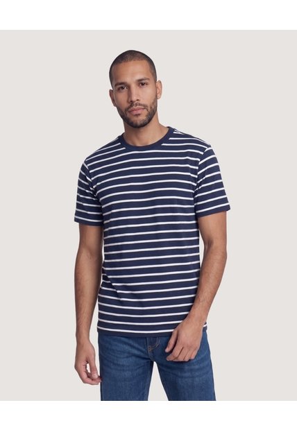Camiseta Náutica A Rayas  Para Hombre Azul Ostu