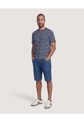 Camiseta Náutica A Rayas Para Hombre Azul Ostu