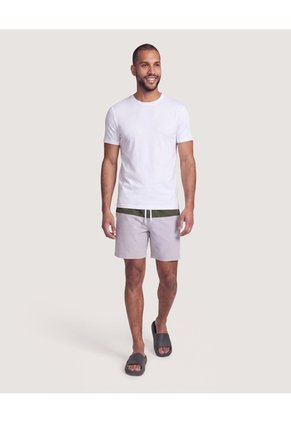 Pantaloneta De Baño Estampada  Para Hombre Blanco Ostu