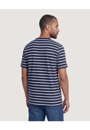 Camiseta Náutica A Rayas Para Hombre Azul Ostu