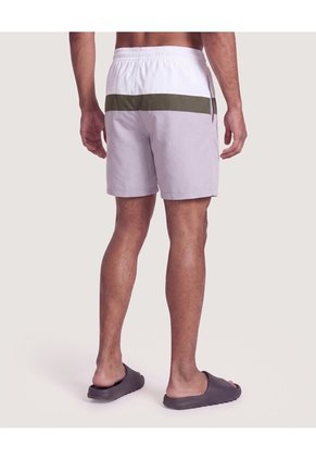 Pantaloneta De Baño Estampada  Para Hombre Blanco Ostu