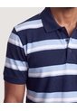 Polo Piqué A Rayas Con Bolsillo  Para Hombre Azul Ostu de Ostu
