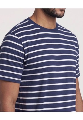 Camiseta Náutica A Rayas Para Hombre Azul Ostu