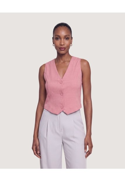 Chaleco Sastre Escote V  Para Mujer Rosa Ostu