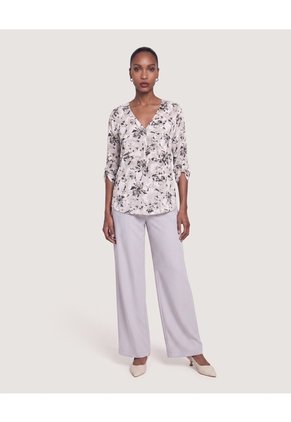 Blusa Cuello V  Para Mujer Blanco Ostu