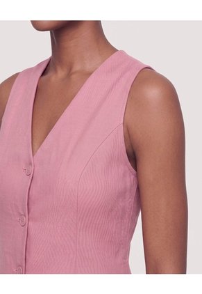 Chaleco Sastre Escote V Para Mujer Rosa Ostu