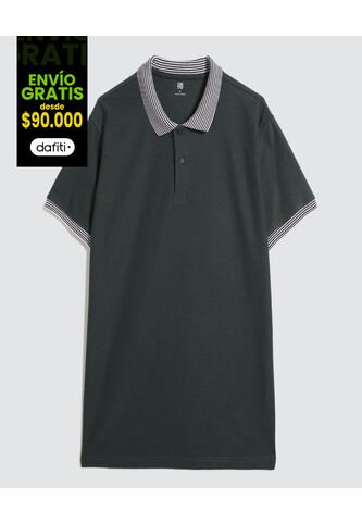 Polo Para Hombre Cuello Tejido Sin Bolsillo Color Verde  Marca Ostu #60110723 Ostu