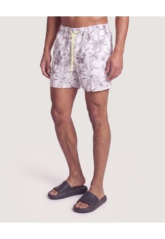 Pantaloneta De Baño Estampada  Para Hombre Crema Ostu Ostu