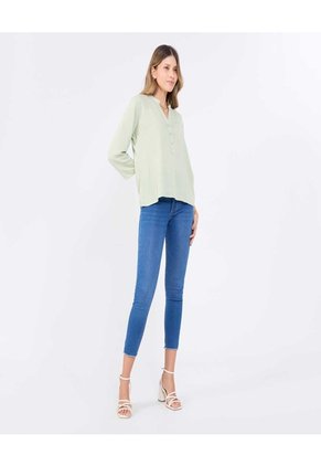 Blusa Para Mujer Manga 3/4 Color Verde Pastel Marca Ostu #40121119