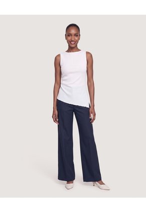 Blusa Con Escote En V  Para Mujer Beige Ostu