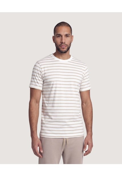 Camiseta Náutica A Rayas  Para Hombre Crema Ostu