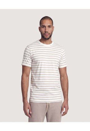 Camiseta Náutica A Rayas Para Hombre Crema Ostu