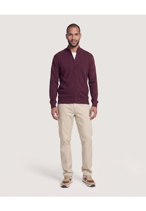Saco Tejido Full Zipper  Para Hombre Vino Ostu