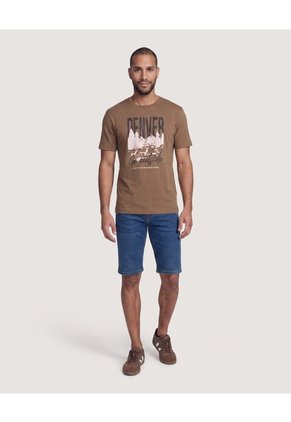 Camiseta Screen Regular  Para Hombre Café Ostu