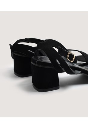 Sandalias De Tacon  Para Mujer Negro Ostu