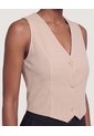 Chaleco Sastre Escote V  Para Mujer Beige Ostu de Ostu