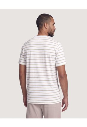 Camiseta Náutica A Rayas Para Hombre Crema Ostu