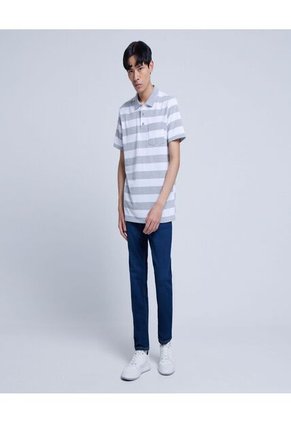 Polo Para Hombre Cuello Tejido Con Bolsillo Color Gris  Marca Ostu #60110609