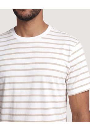 Camiseta Náutica A Rayas Para Hombre Crema Ostu