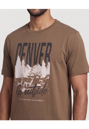 Camiseta Screen Regular  Para Hombre Café Ostu