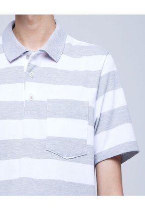 Polo Para Hombre Cuello Tejido Con Bolsillo Color Gris  Marca Ostu #60110609