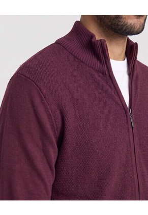 Saco Tejido Full Zipper  Para Hombre Vino Ostu
