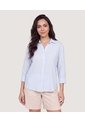 Blusa Fluida Manga 3/4  Para Mujer Celeste Ostu de Ostu