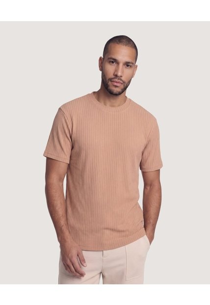 Camiseta Regular Texturizada  Para Hombre Beige Ostu