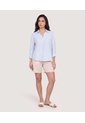 Blusa Fluida Manga 3/4  Para Mujer Celeste Ostu de Ostu