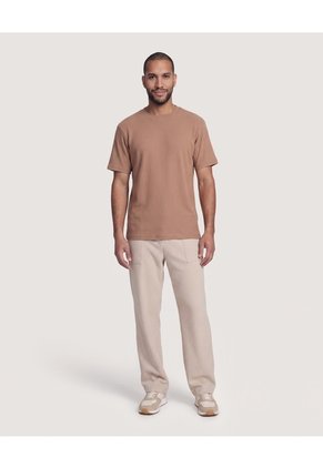 Camiseta Regular Texturizada  Para Hombre Beige Ostu