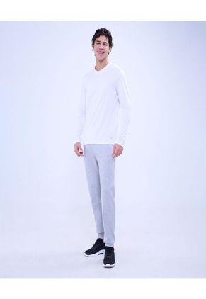 Camiseta Para Hombre Manga Larga Cuello Redondo Color Blanco Marca Ostu #60091496