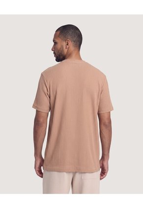 Camiseta Regular Texturizada  Para Hombre Beige Ostu