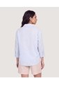 Blusa Fluida Manga 3/4  Para Mujer Celeste Ostu de Ostu
