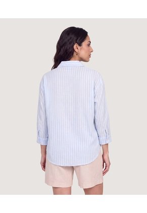 Blusa Fluida Manga 3/4 Para Mujer Celeste Ostu