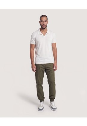 Polo Tricot Cuello Abierto  Para Hombre Beige Ostu