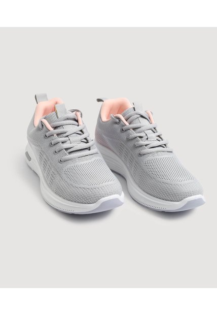 Tenis Deportivos Tejido  Para Mujer Gris Ostu