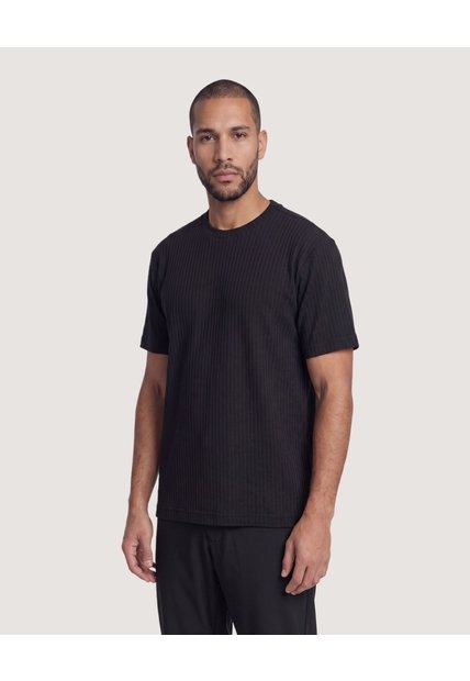 Camiseta Regular Texturizada  Para Hombre Negro Ostu