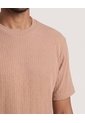 Camiseta Regular Texturizada  Para Hombre Beige Ostu de Ostu