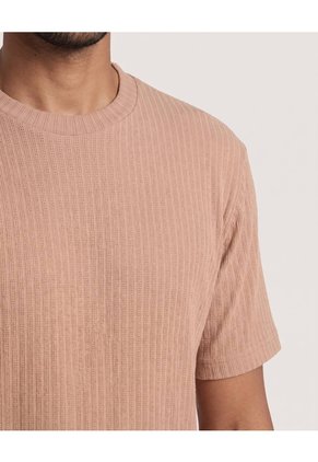 Camiseta Regular Texturizada  Para Hombre Beige Ostu