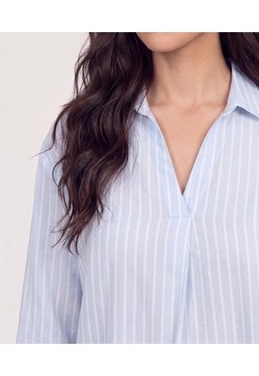 Blusa Fluida Manga 3/4 Para Mujer Celeste Ostu