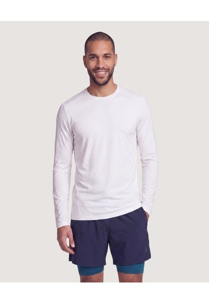 Camiseta Fitted Manga Larga  Para Hombre Blanco Ostu