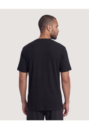 Camiseta Regular Texturizada  Para Hombre Negro Ostu