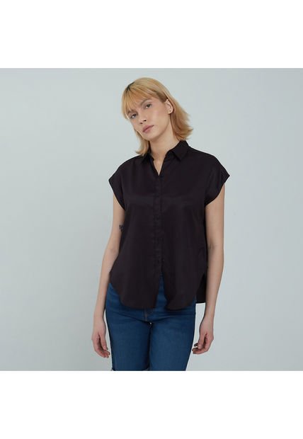 Camisa Para Mujer Manga Corta Color Negro Marca Ostu #40010148