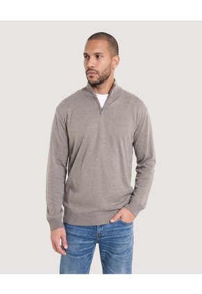 Saco Half Zipper Cuello Alto Para Hombre Gris Ostu
