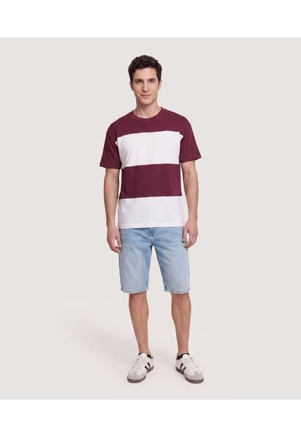Camiseta Relaxed Block  Para Hombre Vino Ostu
