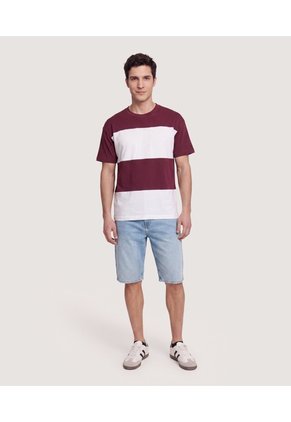 Camiseta Relaxed Block Para Hombre Vino Ostu