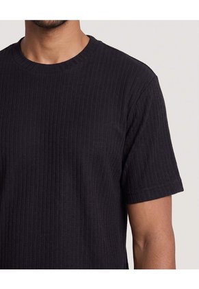 Camiseta Regular Texturizada  Para Hombre Negro Ostu