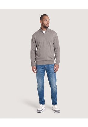 Saco Half Zipper Cuello Alto Para Hombre Gris Ostu